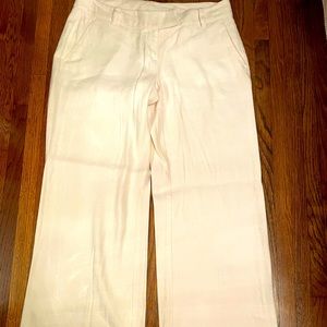 White linen wide leg dress pant